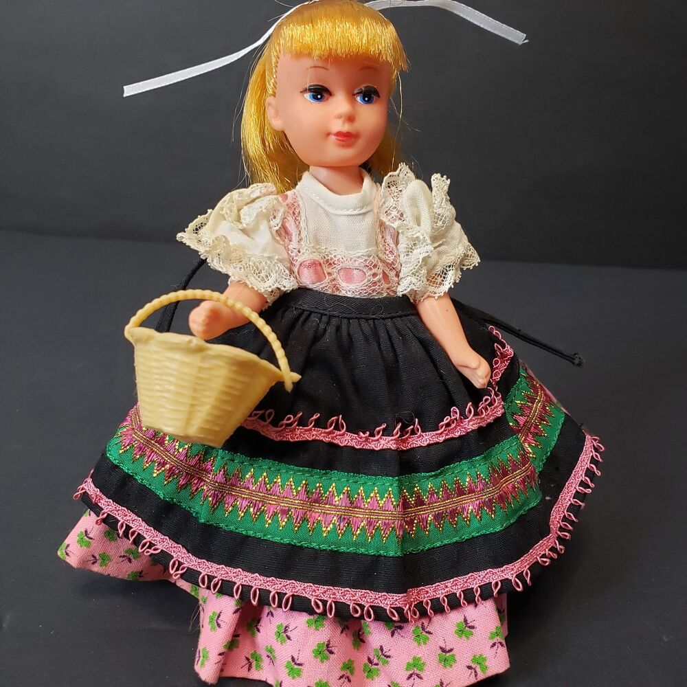 Vintage Made in Hong Kong Clone 6" Doll in Traditional European Folk Costume